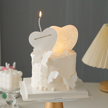 水晶爱心小夜灯蛋糕装饰摆件女神节创意氛围灯情人节礼物婚礼道具
