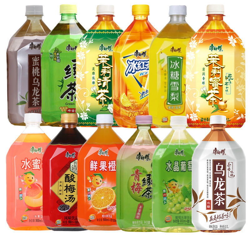 康师傅茶饮料冰红茶蜜茶清茶酸梅汤乌龙茶梨桃鲜果橙多口味1升装