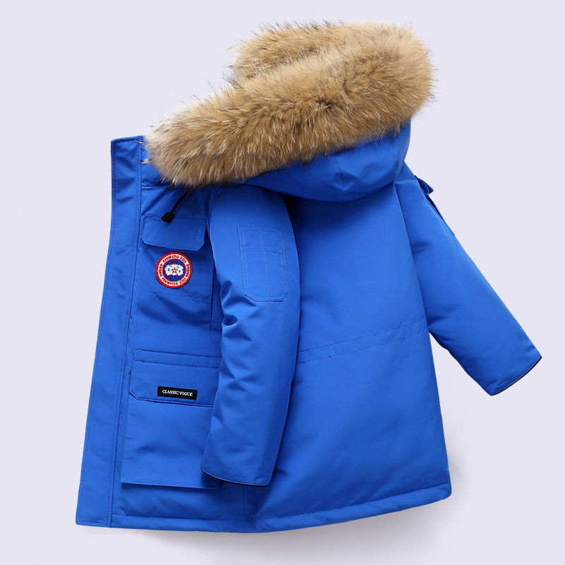 Winter Children's down Jacket Boys' Mid-Length Western Style down Cotton-Padded Coat Thick Winter Wear Coat 2023 New Children's Clothing