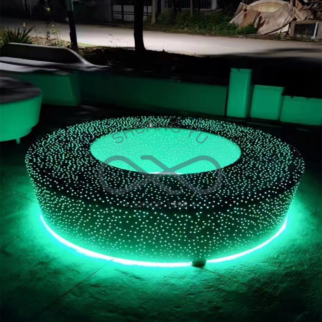 uhpc透光混凝土树池坐凳 圆形清水水泥座椅 透明混凝土凳子