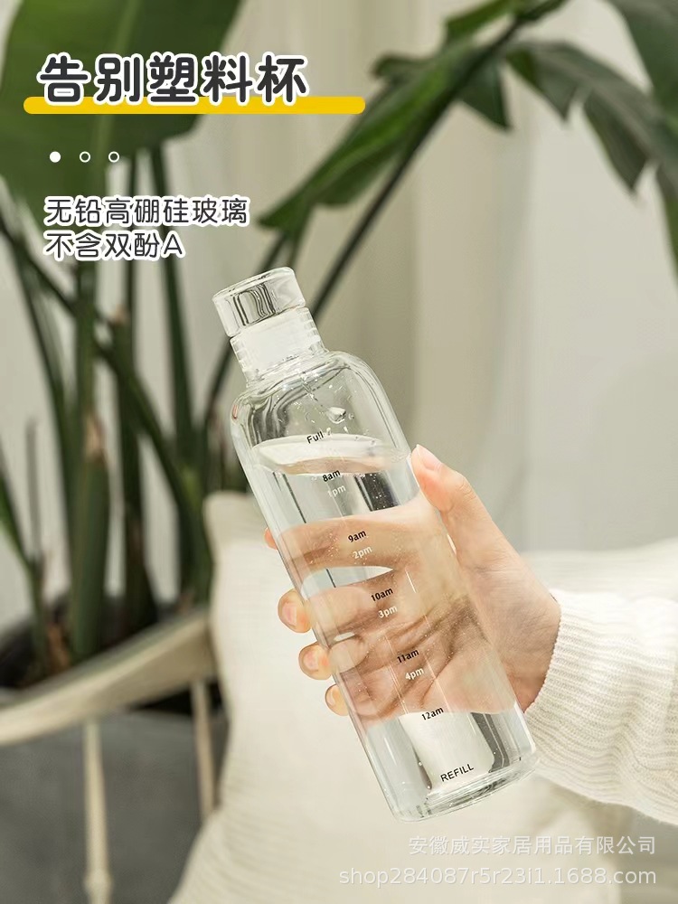 Time Scale Glass Heat Resistant Water Cup Good-looking Internet Celebrity Milk Tea Cup Drift Bottle Water Bottle Ins Style