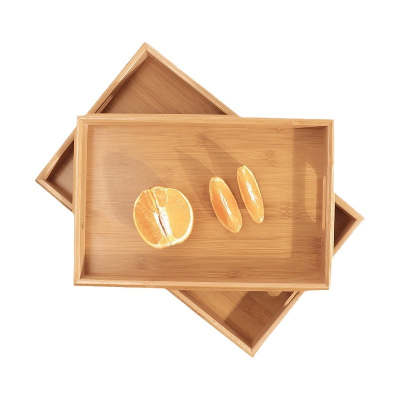 Bamboo Tray Rectangular Tea Tray Solid Wood Household Kung Fu Tea Set Water Cup Tray Japanese Wooden Bread Wooden Plate