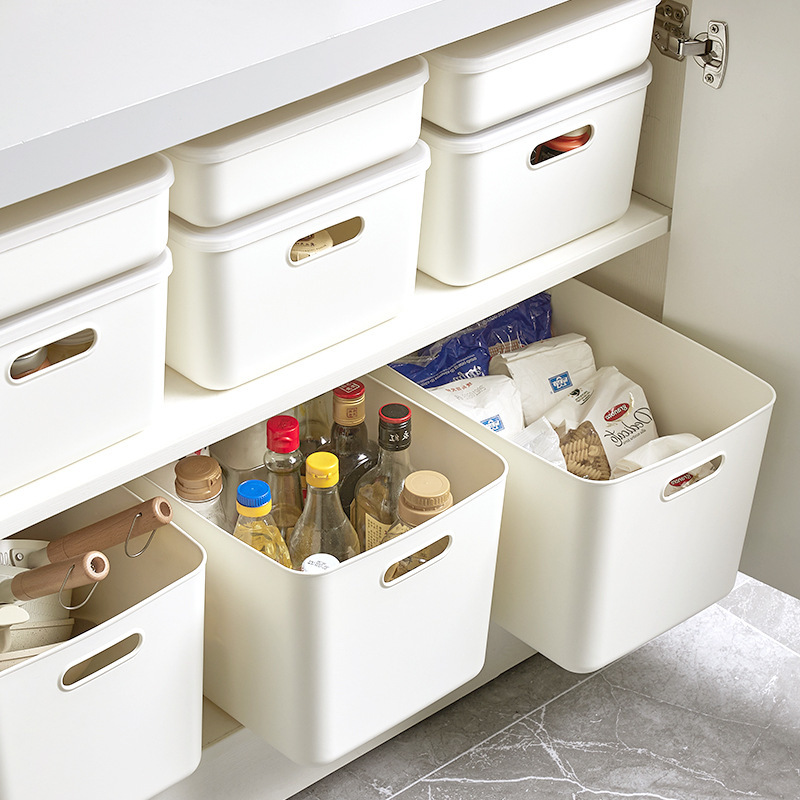 Storage Box with Lid Wardrobe Underwear Socks Storage Box Desktop Storage Box Plastic White Large Storage Basket