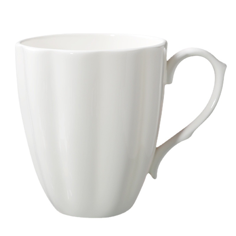 Pure White Bone China Mug Size Batch Customization Simple Ceramic Cup Water Cup Coffee Cup Printed Logo
