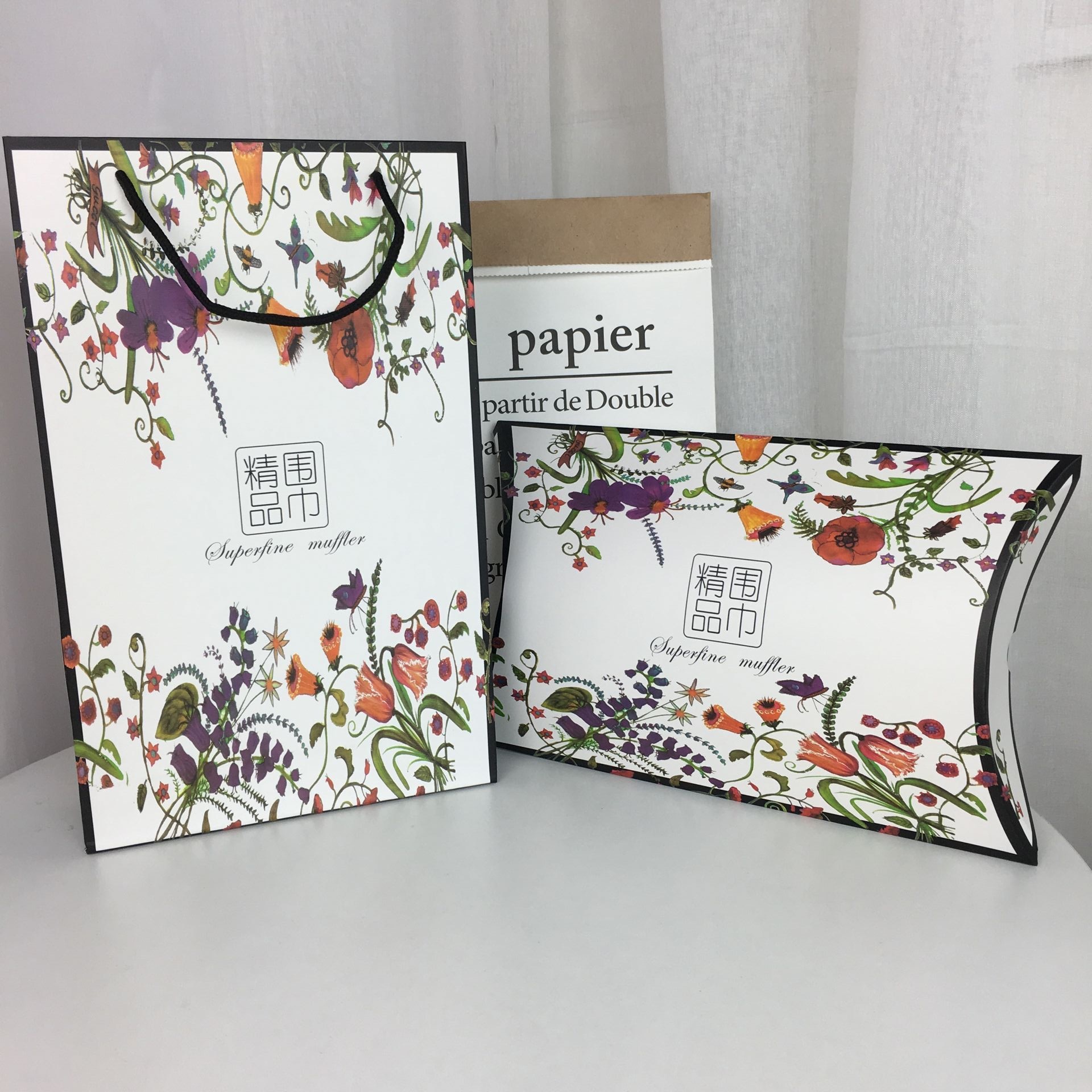 围巾丝绸围巾礼品盒丝巾包装盒批发围巾礼盒手提袋元宝盒定制