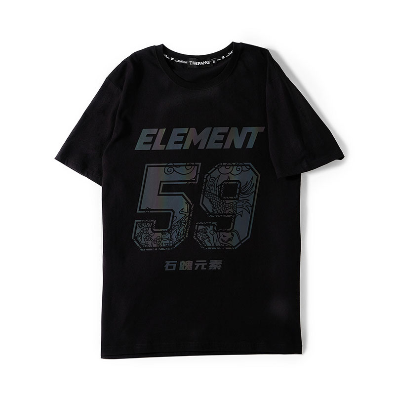Cultural Creative Loose Men's and Women's round Neck 3d Reflective Printed Short-Sleeved T-shirt Group Clothes Proofing Clothing Processing Custom Clothing Factory