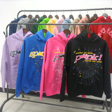 工厂现货外贸原版450G糕绒加厚重磅Spider hoodie潮流卫衣连帽衫