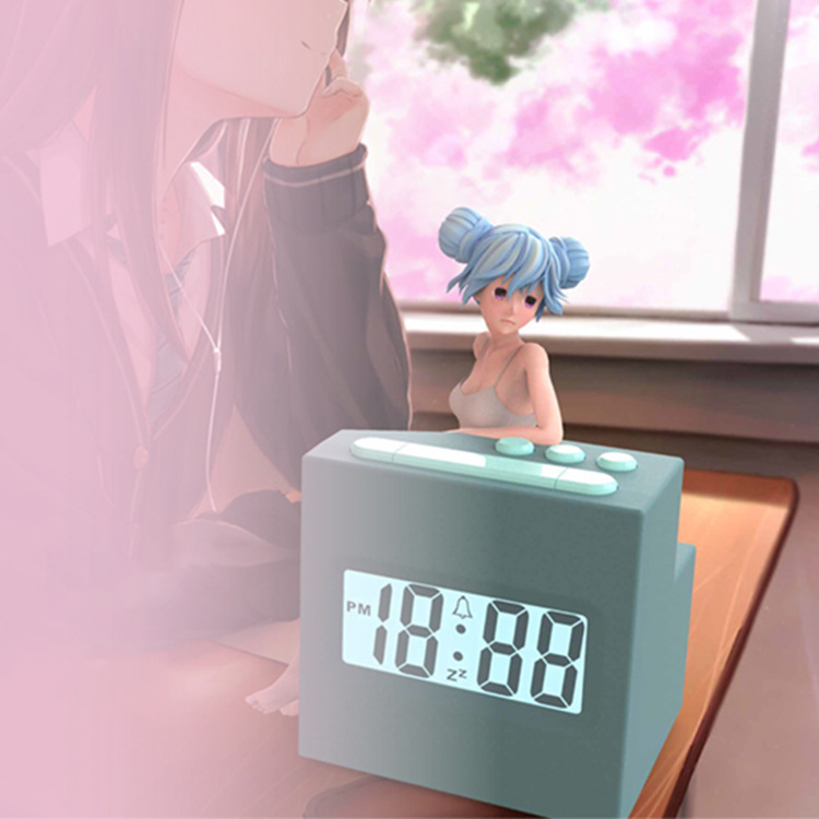 跨境新款二次元动漫闹钟创意桌面性感美少女手办时钟亚马逊礼品钟