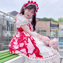 原创 甜心布偶猫JSK  Lolita少女吊带公主洋装洛丽塔红色连衣裙