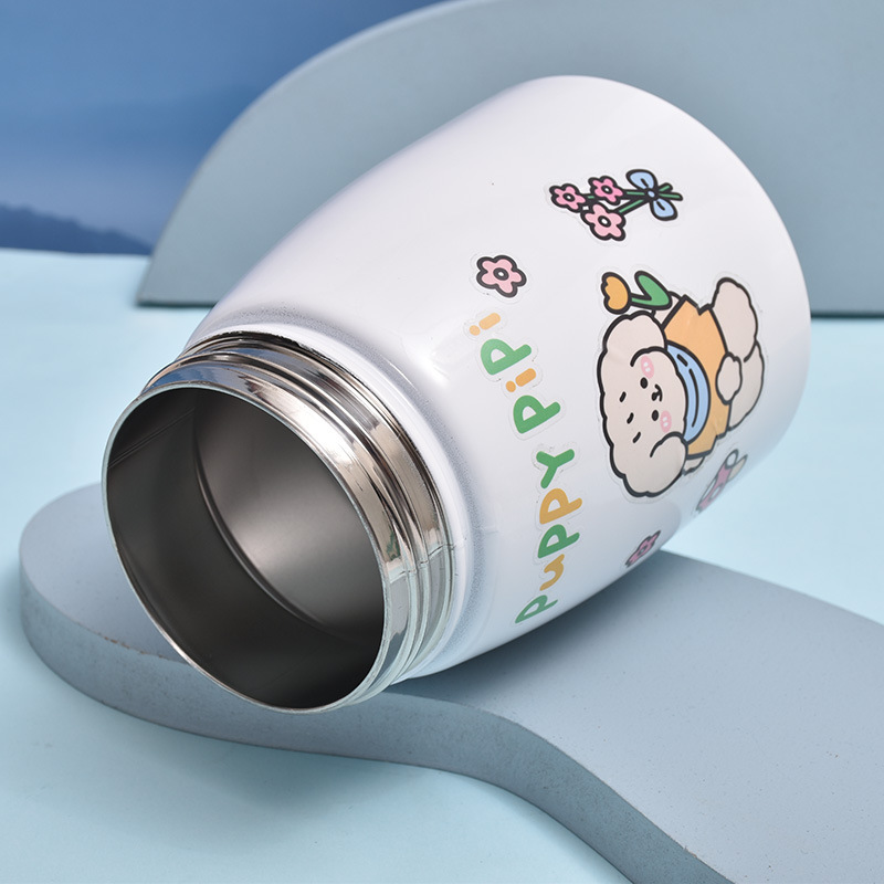 New 304 Stainless Steel Vacuum Cup Large Capacity Strap Outdoor Mountaineering Portable Big Belly Cup Cartoon Stickers Carry-on Cup