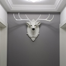 美式鹿头壁挂背景创意鹿头壁挂玄关挂件入户动物头欧式美式大号