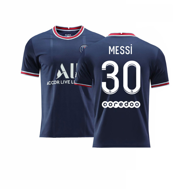 2122巴黎主场单件30号梅西球衣带背后广告10号内马尔主客场球服
