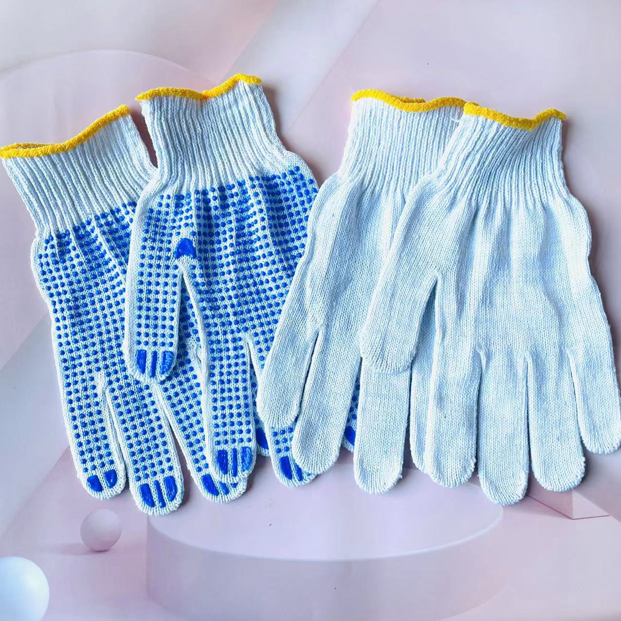 Labor Protection Cotton Yarn Thickened Non-Slip Men's Construction Site Work Labor Labor Wearproof Adhesive Points Rubber Tool Women's Work Gloves