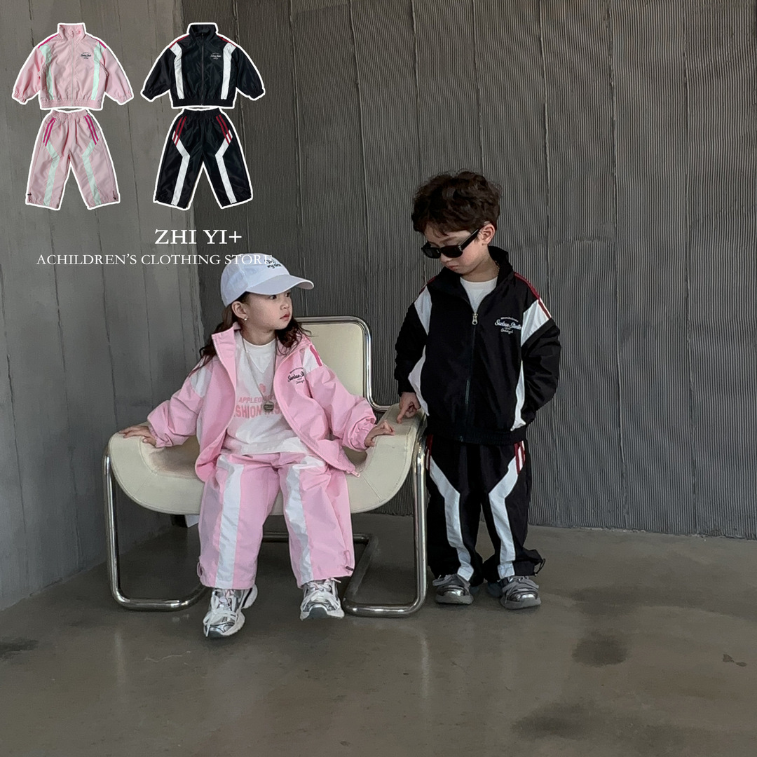 湖州织里春款童装女童男童新款套装运动休闲机动风炸街运动套装