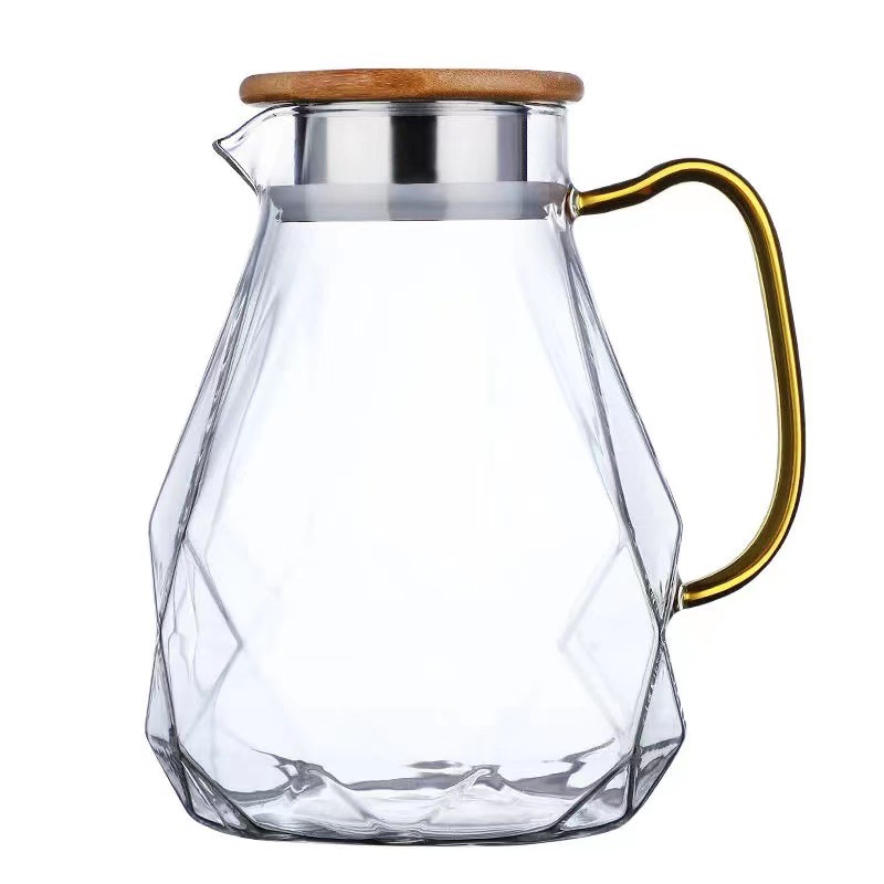 加厚高硼硅钻石玻璃凉水壶家用大容量玻璃扎壶冷水壶茶壶杯子套装