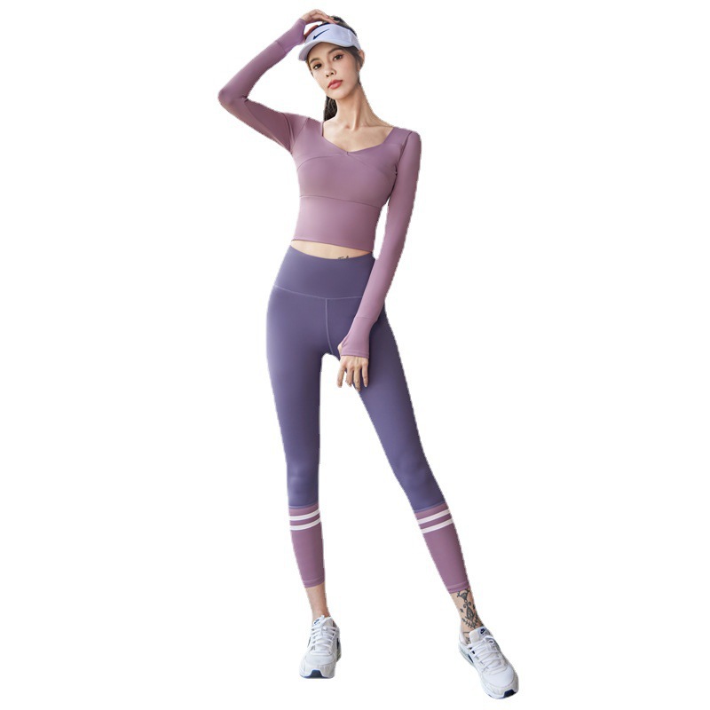 Quick-Drying Patchwork Waist-Slimming Daily Wear Fitness Pilates Slim Fit Yoga Exercise Suit