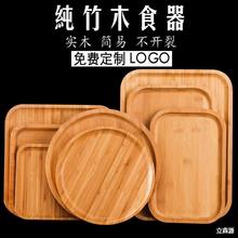 日式木制实木圆形长方形木质托盘木盘子茶盘竹盘木头杯子面包商用