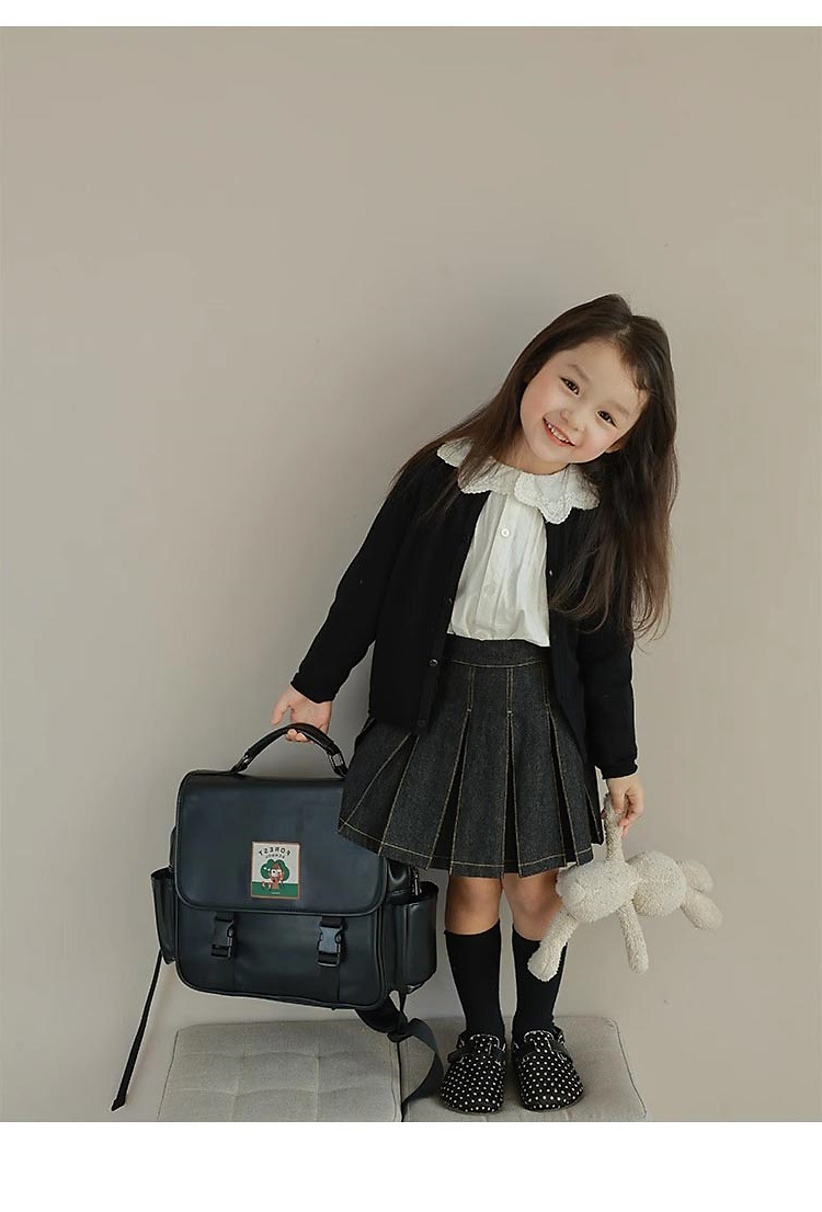 Girls curled solid color sweater cardigan autumn new children's fashion all-match casual cardigan