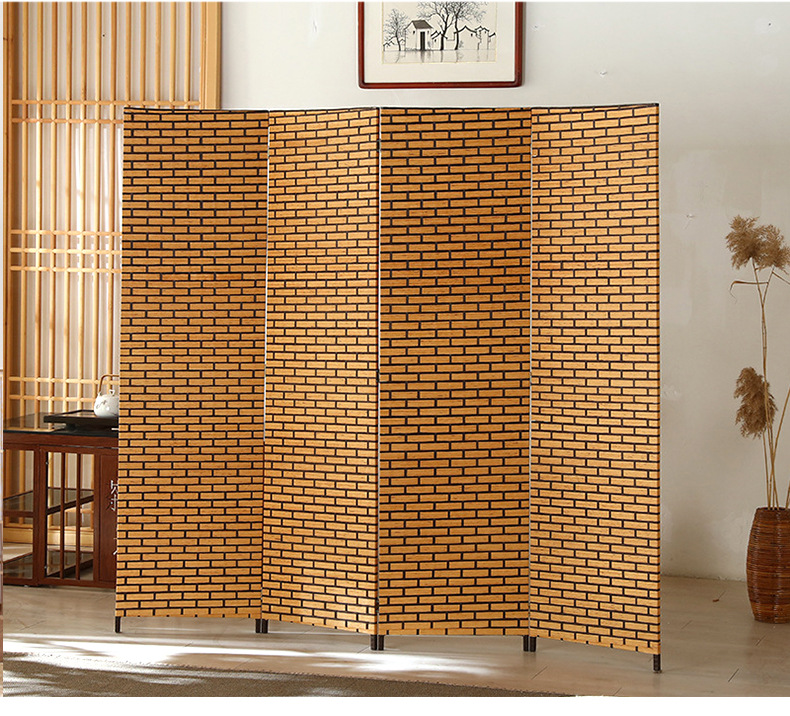 竹编屏风编织家居玄关隔断折叠屏风新中式酒店办公亚马逊跨境屏风