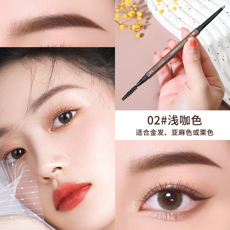 Small Gold Bar Eyebrow Pencil Double-Headed Small Gold Chopsticks Triangle Ultra-Fine Eyebrow Pencil Eyebrow Pencil Waterproof Sweat-Proof Not Smudge Natural Three-Dimensional Sketch Pen