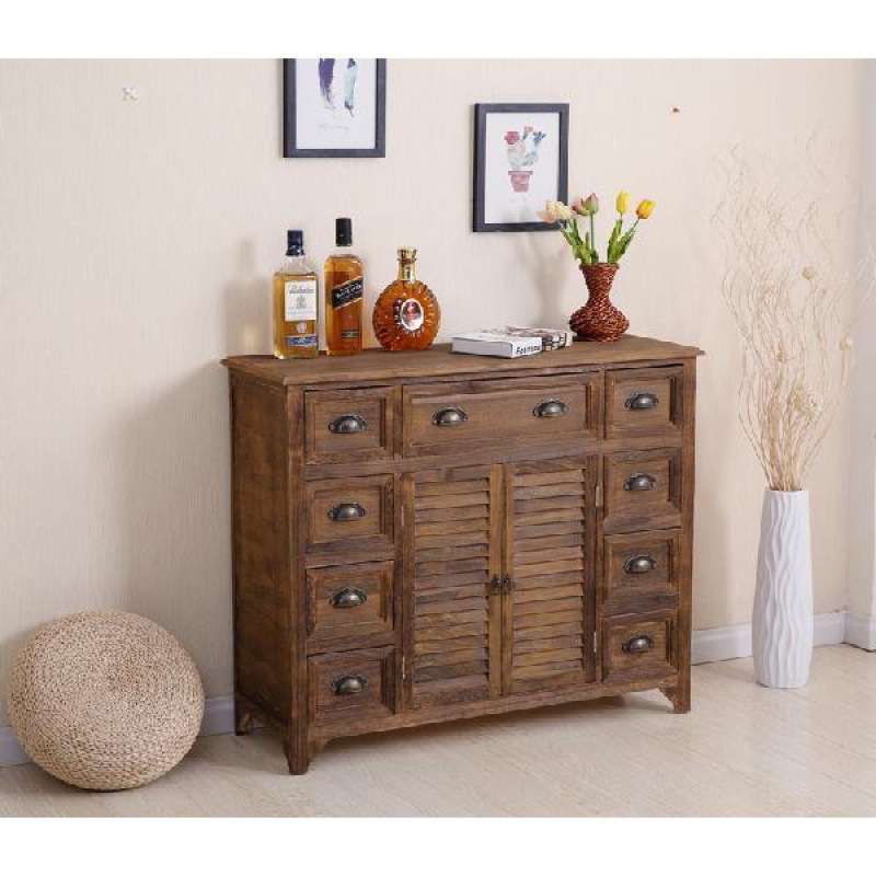 斗柜卧室实木复古做旧柜子美式风格客厅收纳储物柜五斗柜欧式跨境