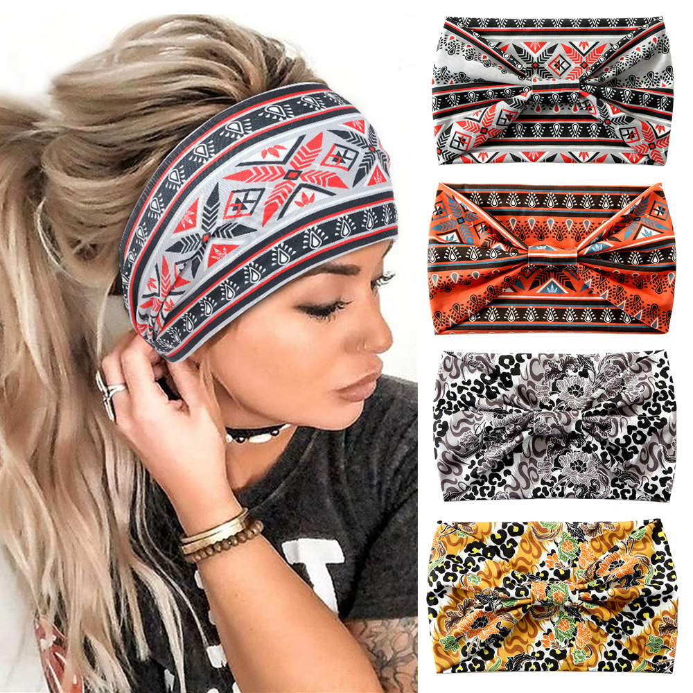 European and American Cross-Border New Hair Band Elastic Wide-Brimmed Sports Headband Yoga Hair Band Women's Hair Band Sweat-Absorbent Headscarf