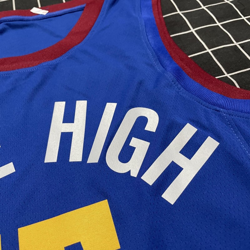 掘金队15号约基奇球衣 1号小波特27号穆雷 城市版雪山黑色白色sw