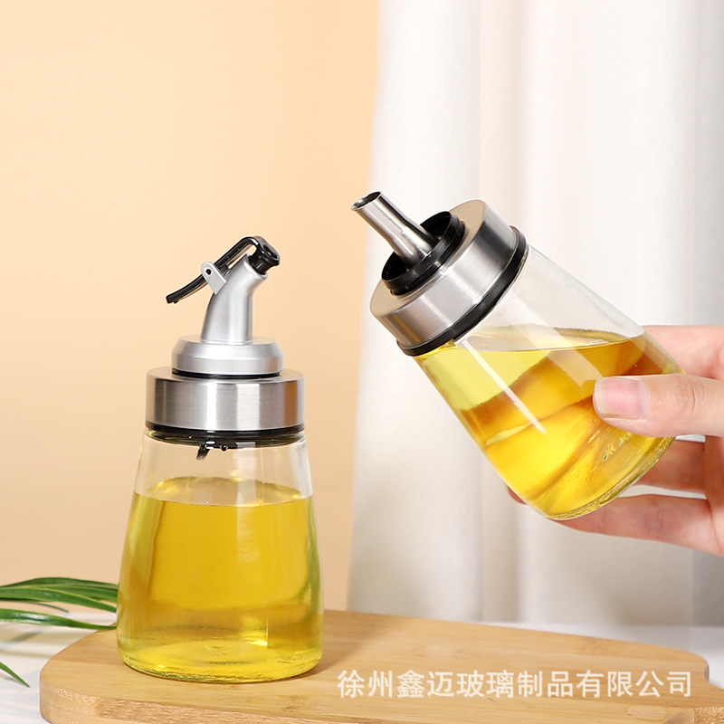 Small Oil Pot Glass Oil Bottled Oil Bottle Leakproof Oil Pot Vinegar Pot Kitchen Household Seasoning Bottle Soy Sauce Bottle Suit