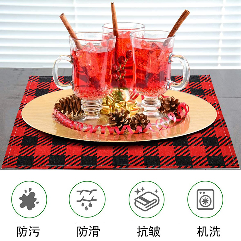 Christmas Placemat Nordic Style English Letter Napkin Western Restaurant Tablecloth Bowl Mat Linen Heat Proof Mat Dining Table Cushion