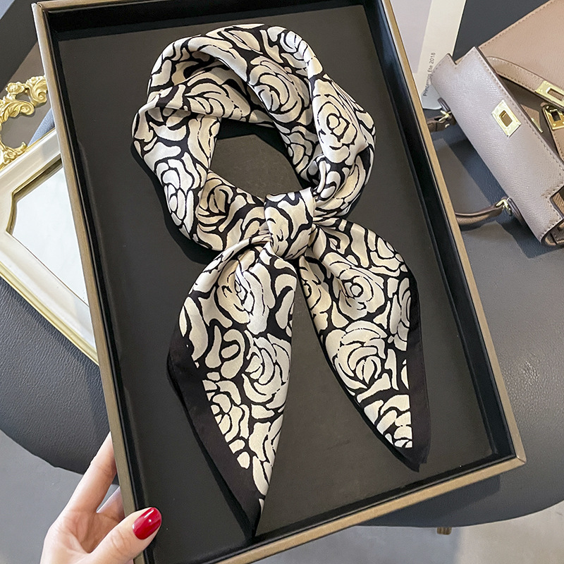 Spring New Flower Print 70 Kerchief Scarf Fashion All-Match Style Scarf European and American Small Floral Mulberry Silk Scarf