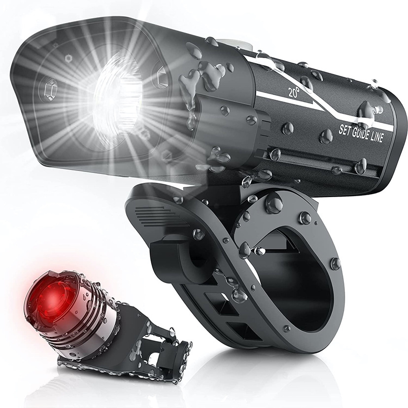 Bicycle Headlight Usb Rechargeable Bicycle Light Aluminum Alloy Headlight 5 Gear Warning Light Riding Flashlight Accessories