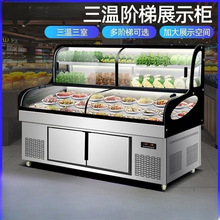 三温阶梯冰台展示冰柜饭店出口商用点菜柜冷藏保鲜冷冻冰箱立式柜