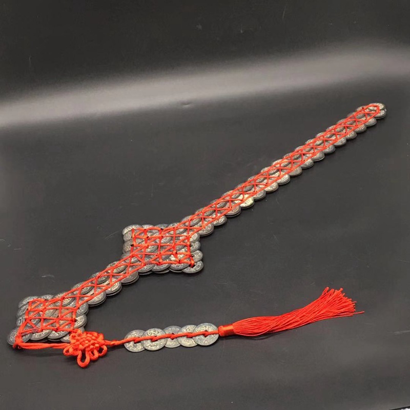 古玩仿古纯铜五帝金钱剑挂件七星剑铜钱剑法器摆件