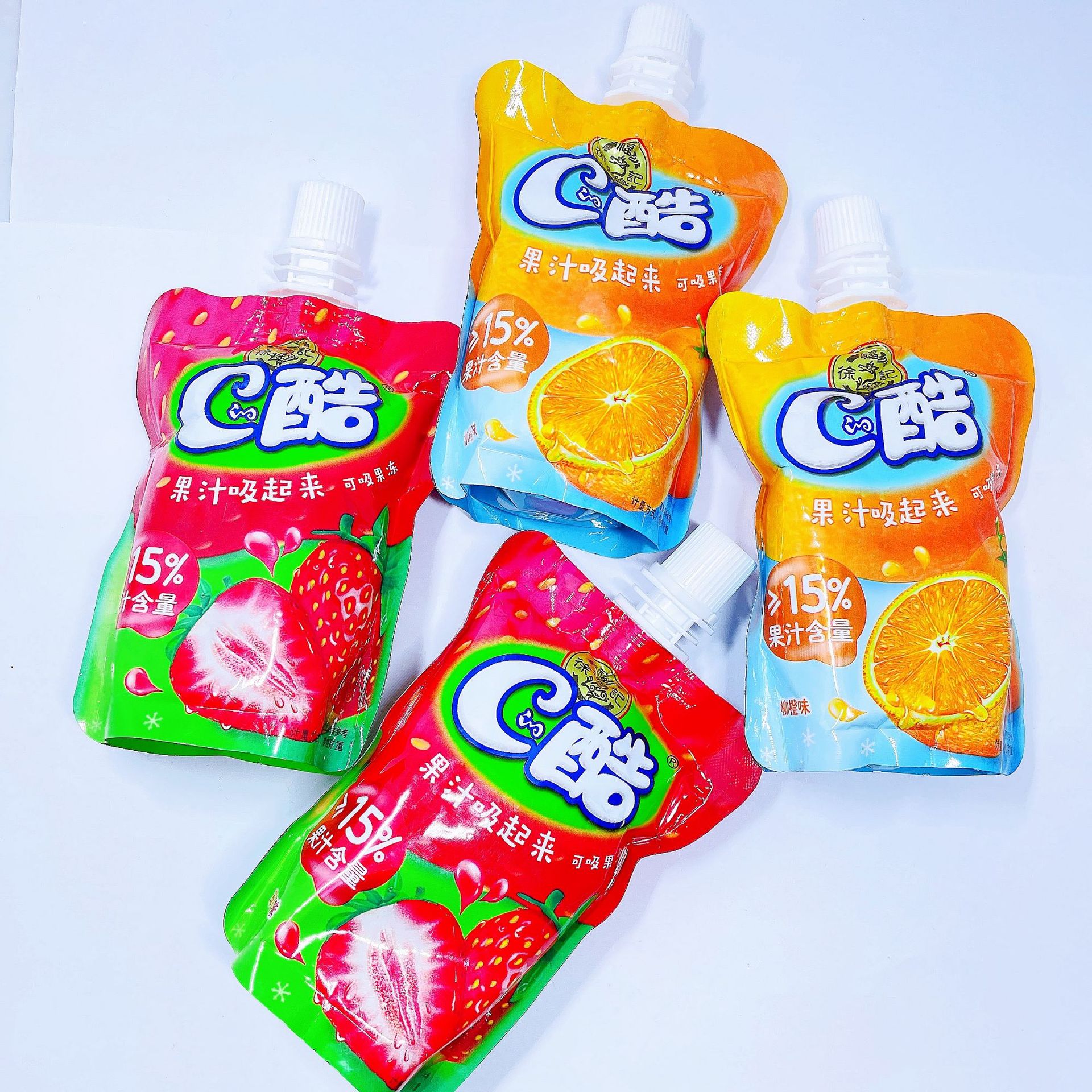 徐福记c酷可吸果冻草莓味柳橙味休闲零食1袋6斤