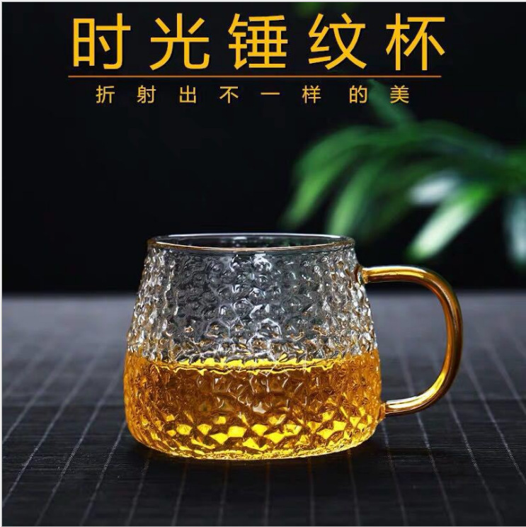 Japanese Style Hammer Pattern Water Cup Glass