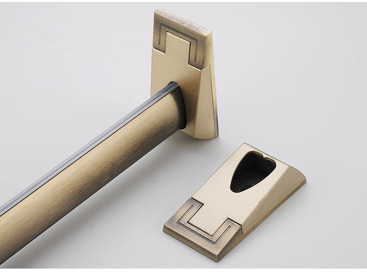 瀛秀五金衣柜挂衣杆香槟色衣通座五金配件管方形心形款铝合金