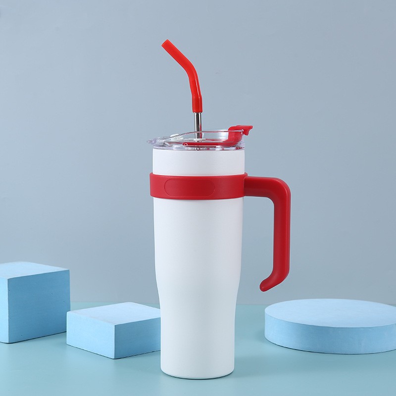 Exclusive for Cross-Border 40Oz Cup Large Capacity Thermos Cup Heat and Cold Insulation Large Ice Cup Cup with Straw Handle Cup