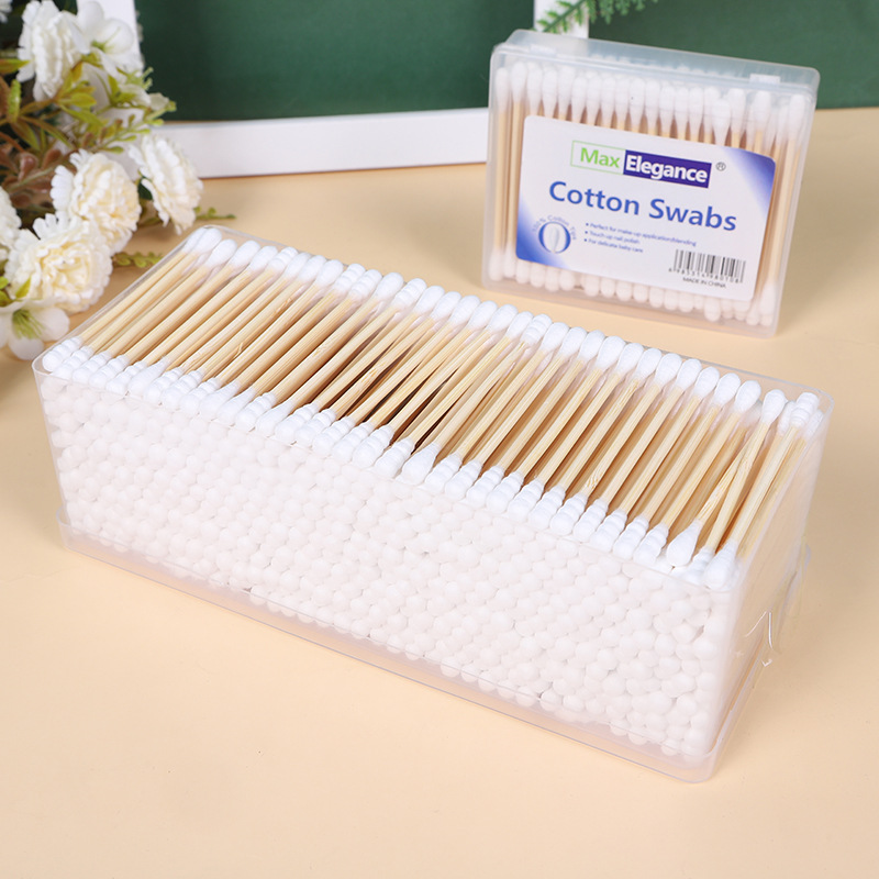 Boxed Double Ended Cotton Wwabs Disposable Cotton Puff Ear Cleaning Cotton Rod Sanitary Napkin round Head Cotton Stick Cleansing Cotton Swabs