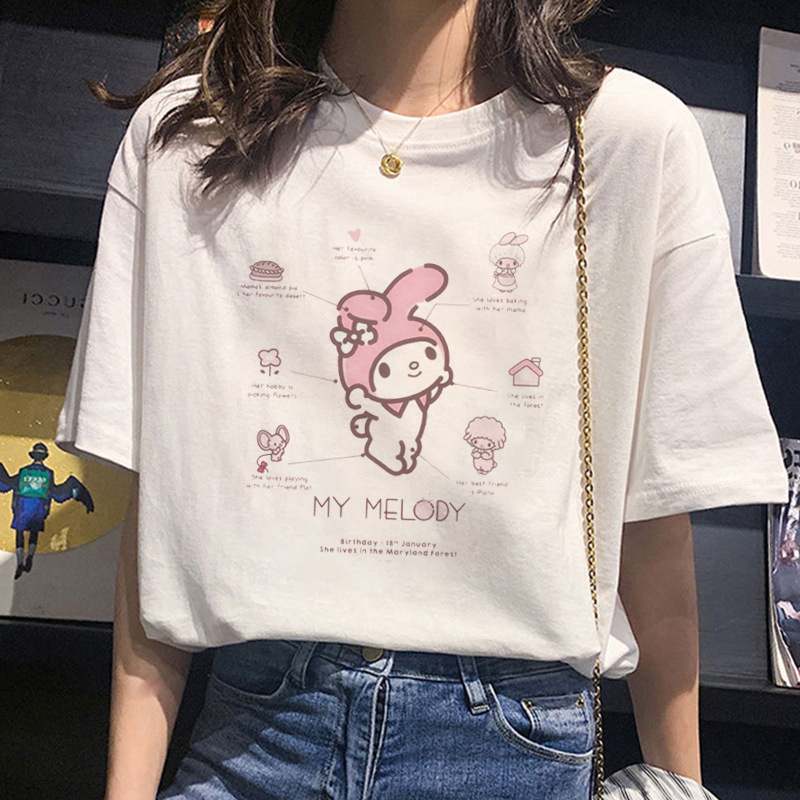 欧美跨境春夏季新款时尚百搭卡通hello kitty猫绘图短袖圆领女t恤