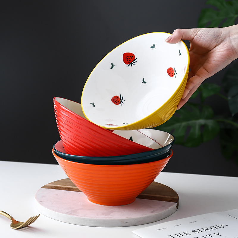 日式陶瓷汤面碗大号家用创意斗笠饭碗拌面拉面碗吃面泡面碗