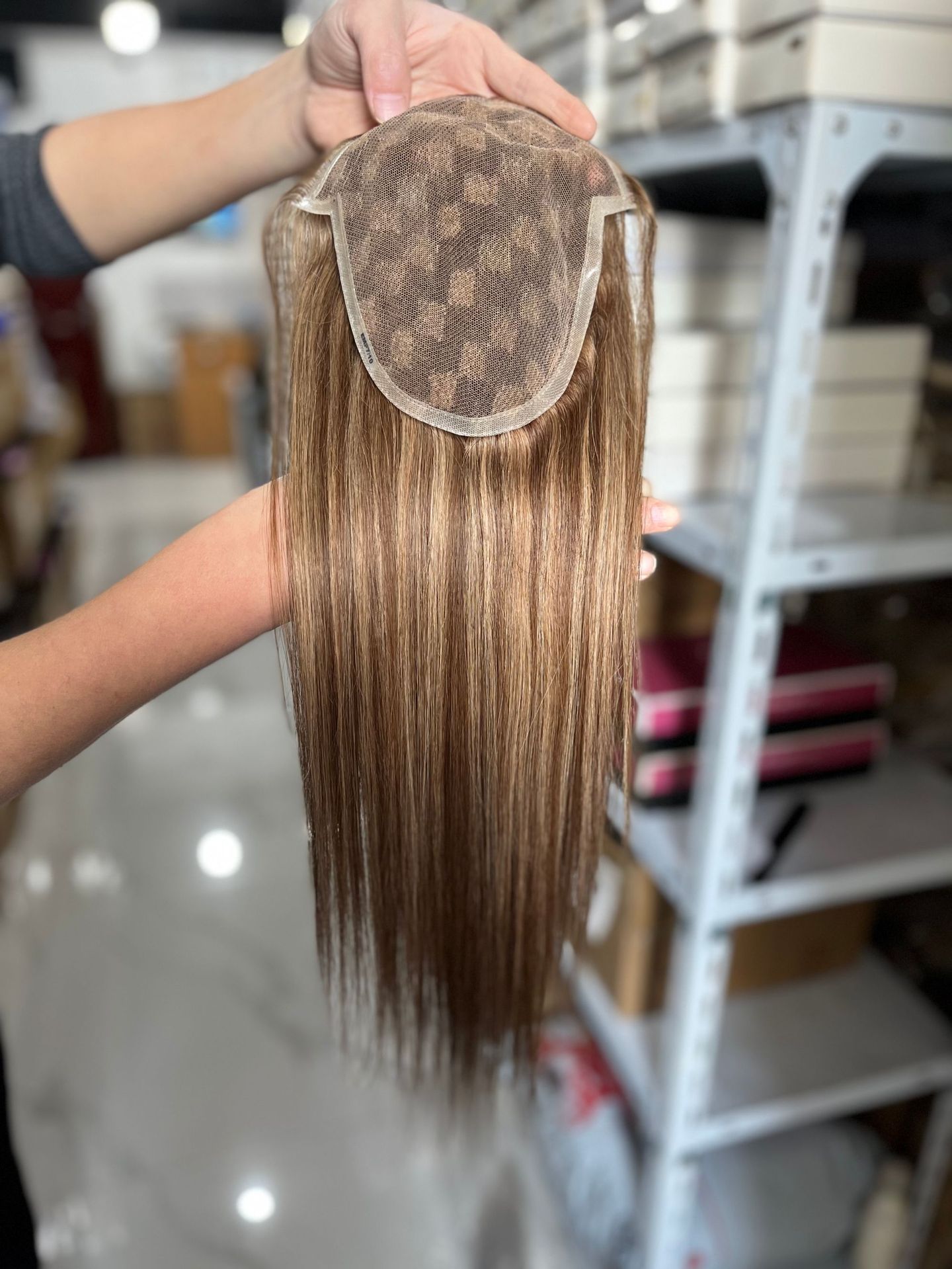 真人假发女士发块新款 亚马逊跨境电商热卖蕾丝网底发块 q6toupee