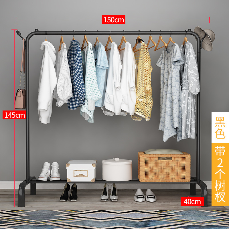 Clothes Hanger Floor Vertical Bedroom Coat and Hat Clothes Rack Household Living Room Internet Celebrity Light Luxury Clothes Hanger Double Rod Drying Rack