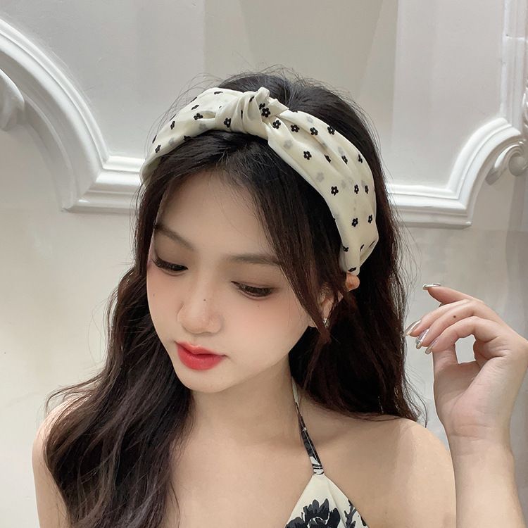 Knotted Wide-Brimmed Yarn Silk Headband Female 2023 New Summer Thin Hair Band High Skull Top Hair Pressing Hairpin Headband Headdress Female