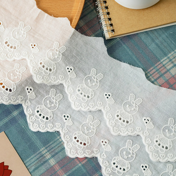 棉布花边辅料小兔子镂空刺绣蕾丝带diy儿童衣服领子袖口布料-阿里巴巴