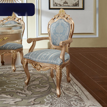 家具欧式实木餐椅 新古典复古靠背椅子创意扶手书椅Y1