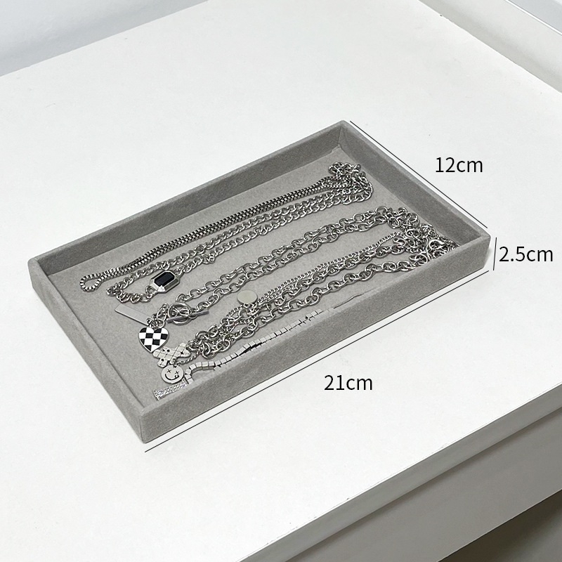 Jewelry Plate Ornaments Display Tray Gray Flannel Stud Earrings Display Dustproof Storage Props Drawer Jewelry Storage Box