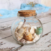 天然贝壳许愿瓶沙滩海螺漂流瓶海洋瓶玻璃瓶家居装饰摆件玻璃瓶