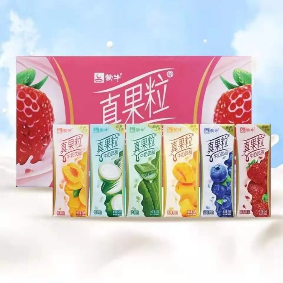 蒙牛真果粒整箱批发250ml*12盒草莓黄桃蓝莓椰果芦荟多口味饮品