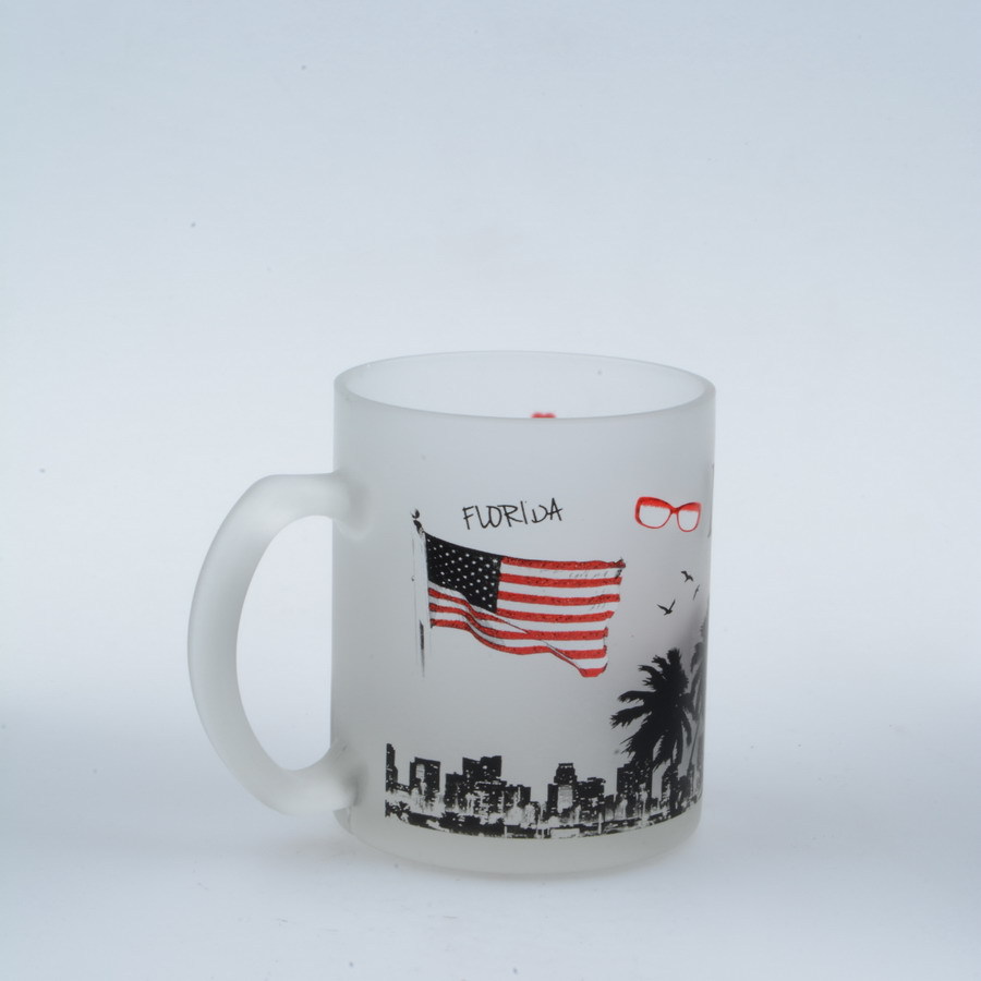 磨砂玻璃杯加烤花logo套装啤酒杯扎啤马克杯