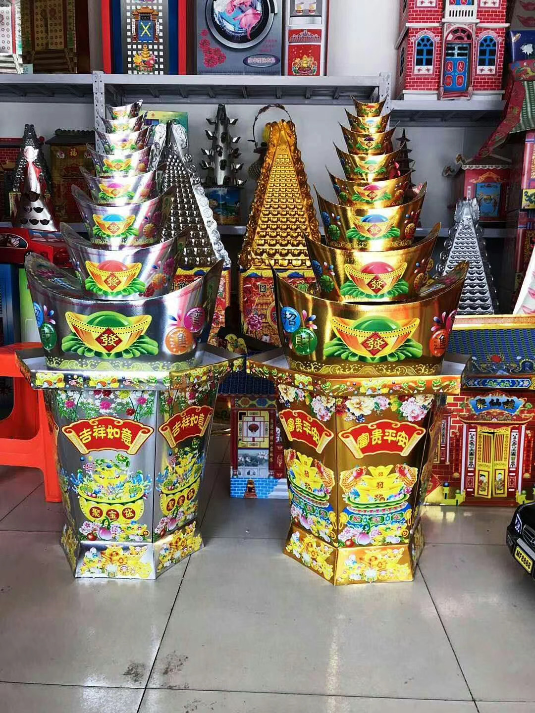 金银斗金山银山纸扎纸活祭祀佛教殡葬吸塑金银山雄县独特殡葬用品